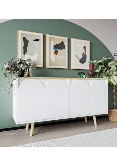 Venezia Ahşap Ayaklı Bohem Konsol Safir Meşe-beyaz 150 Cm