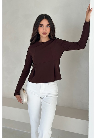 Noa & Noa Kadın Volanlı Dikiş Detaylı Premium Bluz Vücut Şekillendirici & Modern Kesim Kahverengi Noa & Noa Kadın Volanlı Dikiş Detaylı Premium Bluz Vücut Şekillendirici & Modern Kesim Kahverengi