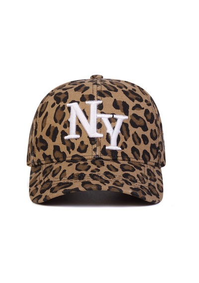 Valkyrie Koyu Leopar Desenli Ny Nakışlı Unisex Şapka Ayarlanabilir %100 Pamuk Spor Günlük Şapka Kahverengi
