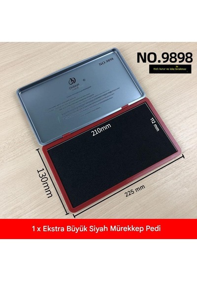 El Istampası Büyük Boy 225 130mm Siyah Mürekkep Pedi 9898 Karışık