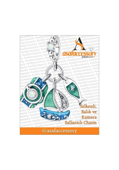 Yelkenli Balık Ve Kamera Sallantılı Charm Asafaccessory Mavi