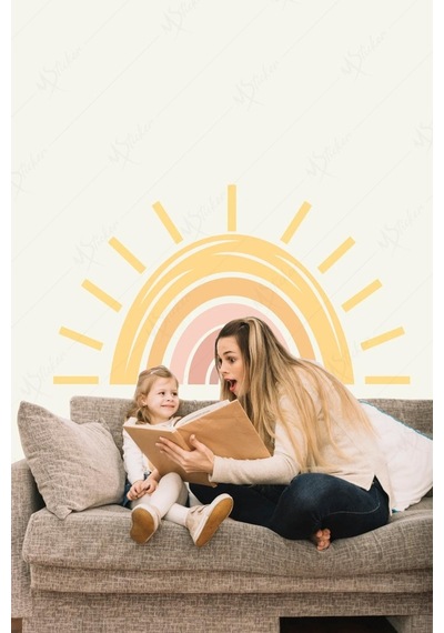 MSticker Büyük Güneş Gökkuşağı Çocuk Bebek Odası Sticker
