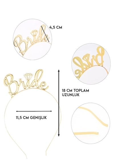 Bride To Be 2li Taç Ve Kuşak Set Bekarlığa Veda Partisi Gold Altın Tüm Yaşlar