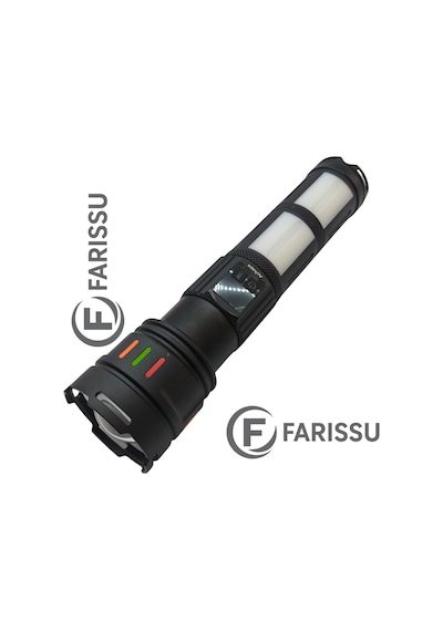 Gs-15850 110w 11000 Lümen Ateş Yakabilen Profesyonel Şarjlı El Feneri - 25600 Mah Gerçek Dev Pilli Siyah