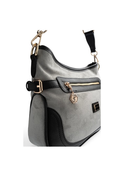 Silver & Polo Silver Polo Füme - Siyah Süet Kadın Çapraz Çanta Sp1296
