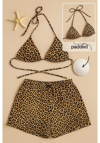 Uluvora Kadın Leopar Desenli Şortlu Belden Ve Boyundan Bağlamalı Bikini Takımı - Hs08376072-6307 Leopar Leopar Uluvora Kadın Leopar Desenli Şortlu Belden Ve Boyundan Bağlamalı Bikini Takımı - Hs08376072-6307 Leopar Leopar