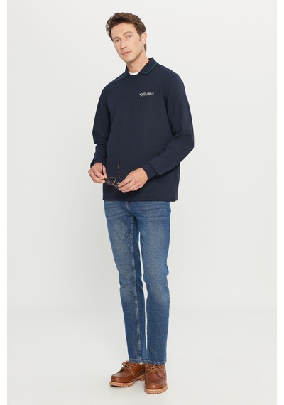 AC&Co / Altınyıldız Classics Erkek Lacı 2 İplik Pamuklu Standart Fit Normal Kesim Polo Yaka Sweatshirt Lacı