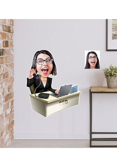 Kişiye Özel Bayan Ceo Karikatürlü Duvar Sticker 50X70CM