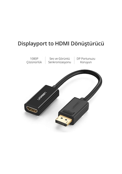 Ugreen 40362 Displayport To Hdmı 1080P Dönüştürücü Adaptör Siyah
