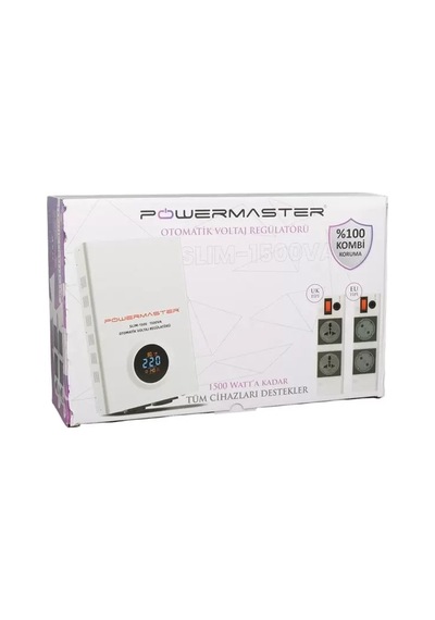 Hubrendy Sh Powermaster Slım-1500 Otomatik 1500va Kombi Voltaj Regülatörü İngiliz Fişli Ve Evrensel