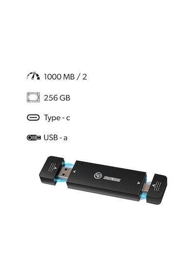 NPO DK01 USB-A/Type-C 900/1000Mb/s 256GB 22x42 M.2 NVMe Taşınabilir Harici SSD