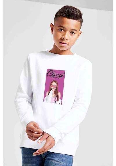 Tshirthane Riverdale Cheryl Blossom Baskılı Unisex Çocuk Beyaz Sweatshirt (534776041)