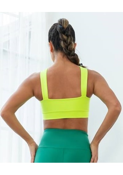 Lismina Dekolte Tasarım Spor Büstiyer - Sporcu Sütyeni Neon Yeşil