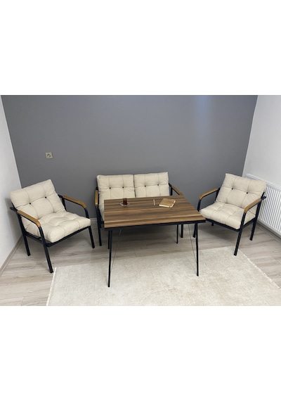Modern Mars Balkon, Bahçe, Cafe - Metal Kanepe Koltuk Takımı - 2+1+1 + Masa Krem Modernsh34 Krem Modern Mars Balkon, Bahçe, Cafe - Metal Kanepe Koltuk Takımı - 2+1+1 + Masa Krem Modernsh34 Krem