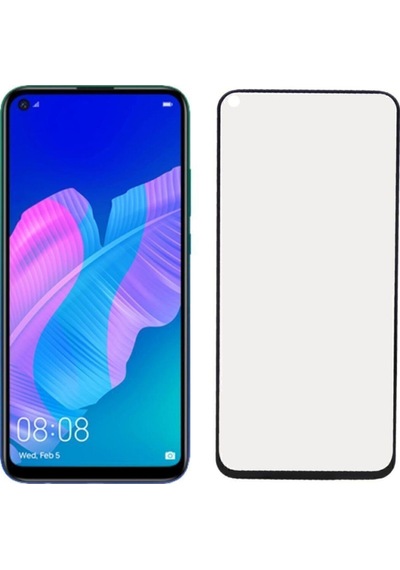 Huawei P40 Lite Uyumlu Siyah Seramik Nano Ekran Koruyucu Tam Kaplayan Kırılmaz Esnek Cam