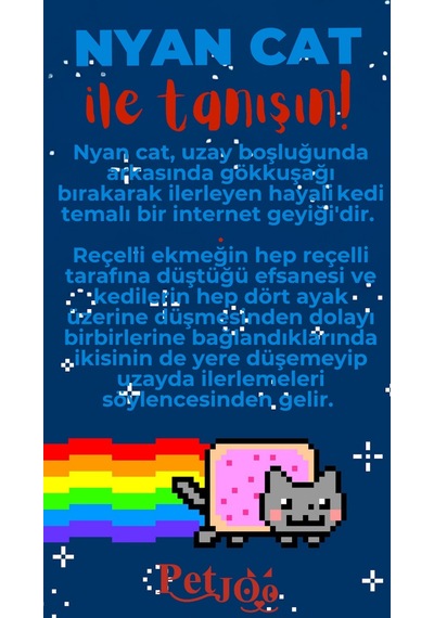 Petjoo 2.Nyan Cat Kırmızı-Mavi Qr'lı Kedi Künyesi