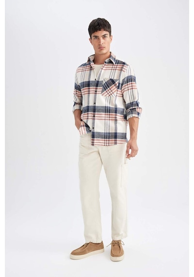 DeFacto Regular Fit Kareli Oduncu Flanel Uzun Kollu Gömlek D4180AX24WNER98