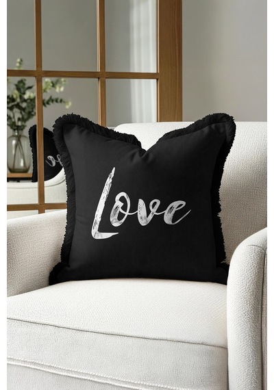 Metallic Love Yazılı Saçaklı Yastık Kılıfı - Monokrom Modern Siyah Beyaz Püsküllü Kırlent Kılıfı Yağmur Koyu Bej Metallic Love Yazılı Saçaklı Yastık Kılıfı - Monokrom Modern Siyah Beyaz Püsküllü Kırlent Kılıfı Yağmur Koyu Bej