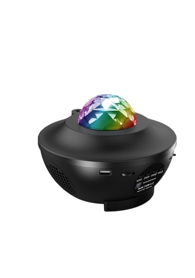 Led Yıldız Bluetooth Hoparlör Usb Projektör Okyanus Dalgası Efektli, 21 Modlu Gece Lambası Siyah