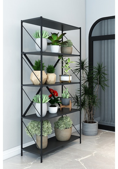 Stone Saksılık Çiçeklik Saksı Rafı Çiçek Standı Çok Amaçlı Dekoratif Raf 150 Cm Gri
