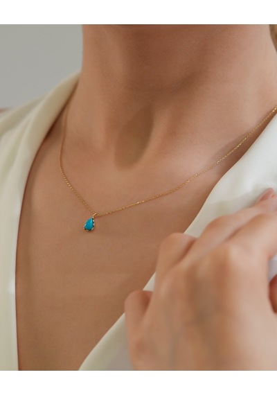 Debora Jewelry 14 Ayar Altın Firuze Taşlı Kolye