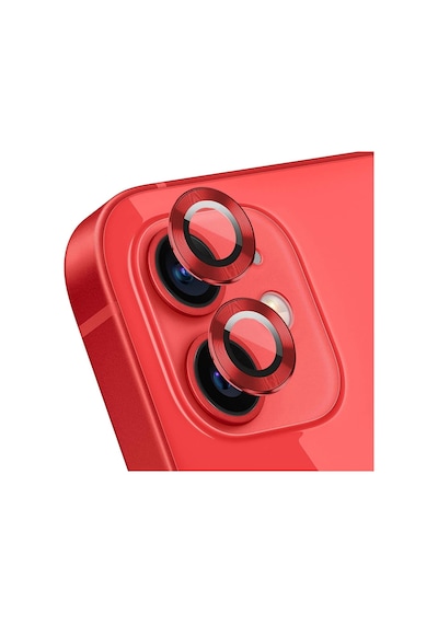 Apple Uyumlu iPhone 11 / 12 / 12 Mini Raze Metal Kamera Lens Koruyucu Kırmızı