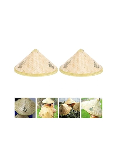 Naturel Renk Cambodia Kamboçyalı Vietnam Şapkası Pvc Hasır Yetişkin