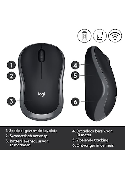 M185 Kablosuz Mouse, 1.000 Dpı Optik Sensör, Sağ Ve Sol Elle Kullanıma Uygun, 10 M Kullanım Mesafesi, 12 Ay Pil Ömrü, Gri