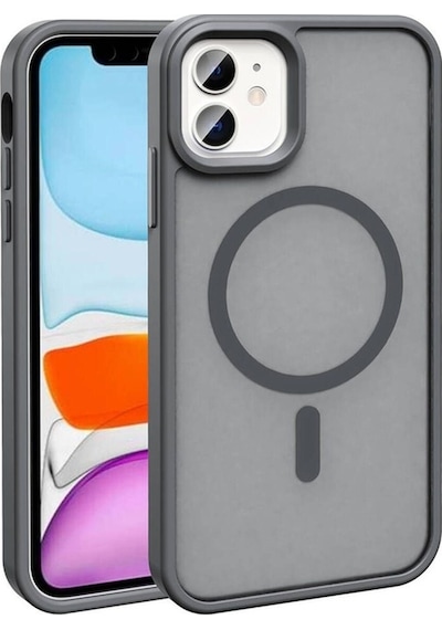 Apple Uyumlu iPhone 12 Kılıf M-safe Şarj Özellikli Mat Arka Yüzey Zore Sio Kapak Gri
