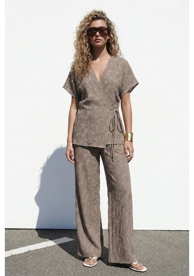 Sateen Lily Kimono - Vizon-137522 VİZON