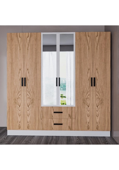 Valeria 6 Kapılı 2 Çekmeceli Gardrop Geniş Dolap & Aynalı Elbise Dolabı Atlantik Çam & Beyaz Atlantik Çam - Beyaz Valeria 6 Kapılı 2 Çekmeceli Gardrop Geniş Dolap & Aynalı Elbise Dolabı Atlantik Çam & Beyaz Atlantik Çam - Beyaz
