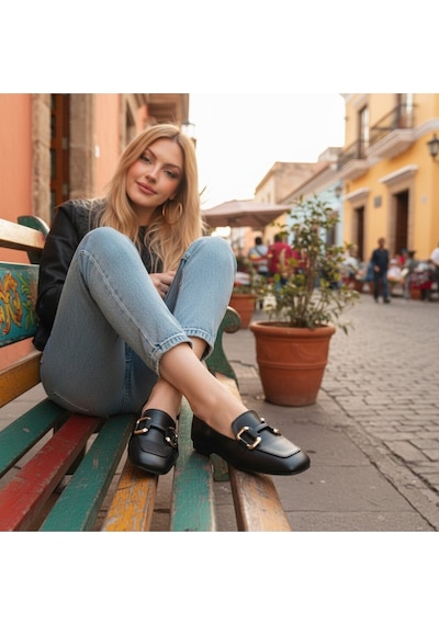 Aska Shoes Shoes Günlük Tokalı Babet 2025aska001 Siyah