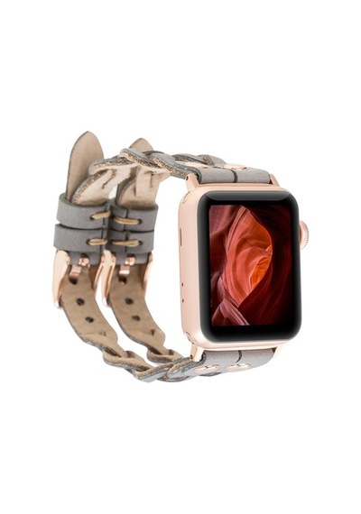 Bouletta Apple Watch Uyumlu Deri Kordon York Double Tour Gri Deri