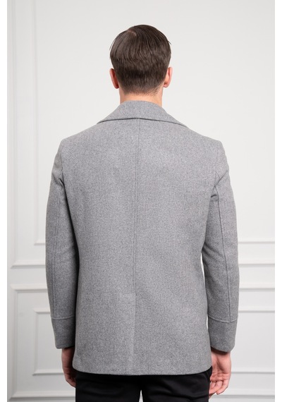 Morven Erkek Gri Yünlü Kruvaze Dynamic Fit Sivri Yaka Kaban 25ks016016100 Gri Gri