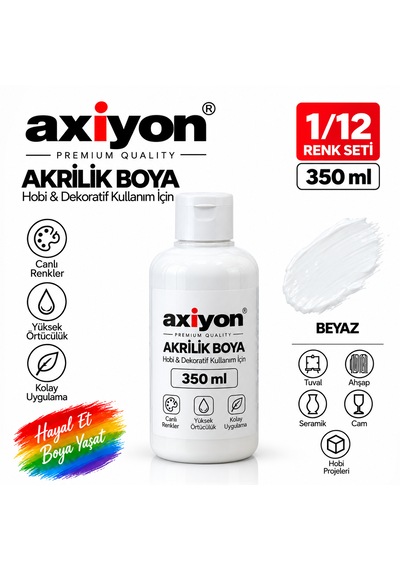 Axiyon Art Akrilik Boya 350 Ml Beyaz Su Bazlı Hobi Ve Dekoratif Boya Genel