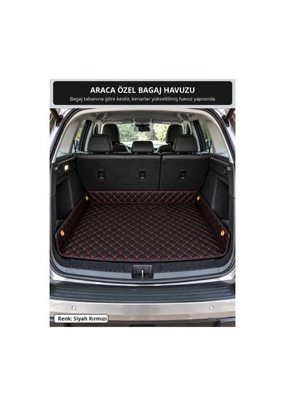 Renault Kangoo 2013-2023 Uyumlu 8d Çift Katmanlı Paspas + Bagaj Havuzu Seti Siyah Kırmızı