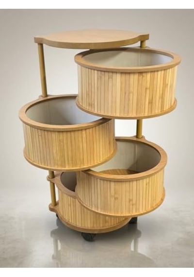 Bambu 3 Katlı Organizer Raf 43x33x98 Cm - Çok Amaçlı Banyo Mutfak Ve Balkon Düzenleyici Çok Renkli