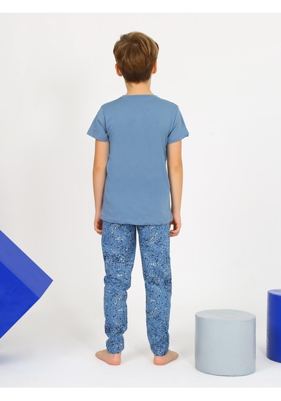 Vitmo Erkek Çocuk Kısa Kollu Pamuklu Mars Space Pijama Takımı İndigo