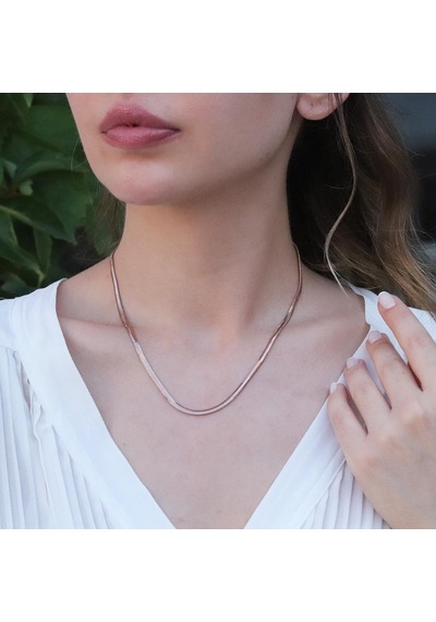 Rose Gold Kaplama İtalyan Zincir Gümüş Set