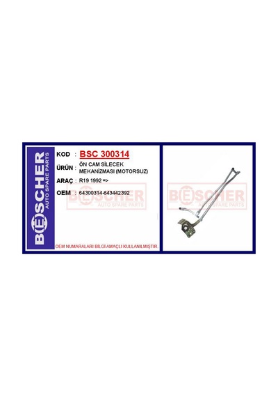 Muratech Ön Cam Silecek Meizması Motorsuz R19 1992 -