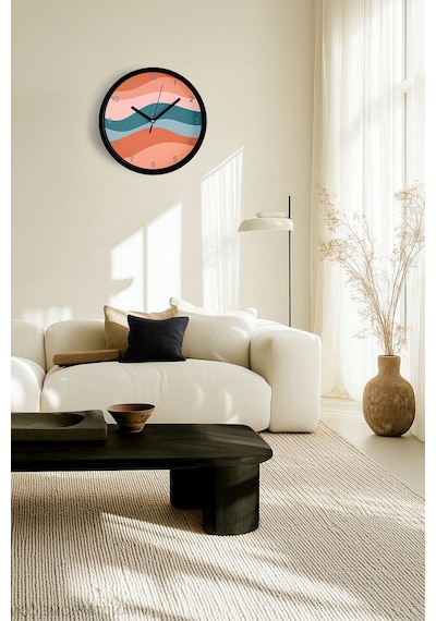Modern Tasarım Duvar Saati - 25cm - Önü Camlı Siyah Kasa - Sessiz Mekanizma-jh0365 Siyah