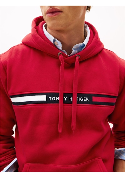 Tommy Hilfiger Hılfıger Chest Insert Hoody Erkek Kırmızı Sweatshirt - Mw0mw37361