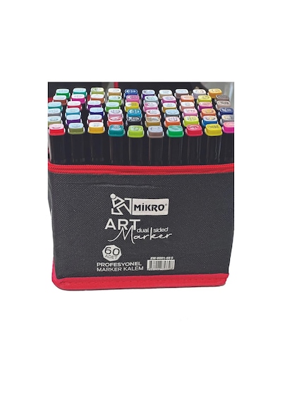 Mikro Çift Uçlu Fosforlu Kalem Art Marker 60 Renk Çok Renkli