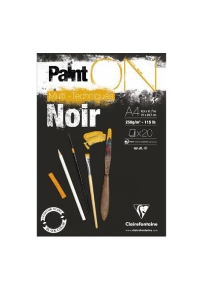 Clairefontaine Paint-on Karışık Teknik Siyah Blok A4 250gr 20 Yaprak