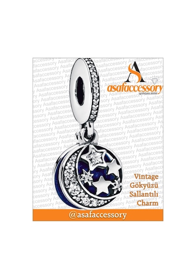 Gökyüzü Ay Yıldızlar Charm Asafaccessory Gümüş