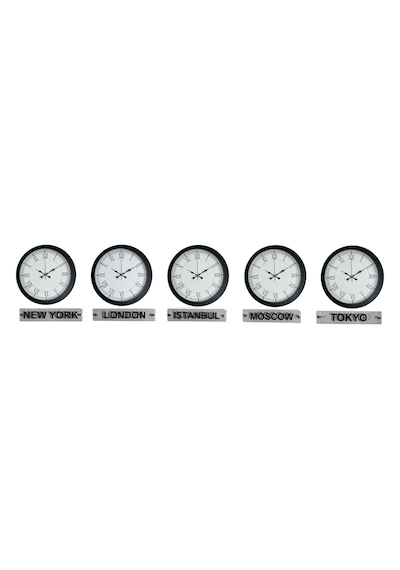 Elite Black 5 Li 36 Cm Metal Tabelalı Dünya Saatleri Seti Çok Renkli