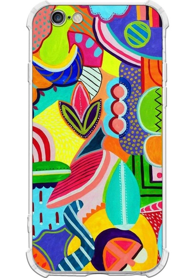 Apple Uyumlu iPhone 6s Retro Color 6 Baskılı Şeffaf Köşe Korumalı Antişok Kılıf