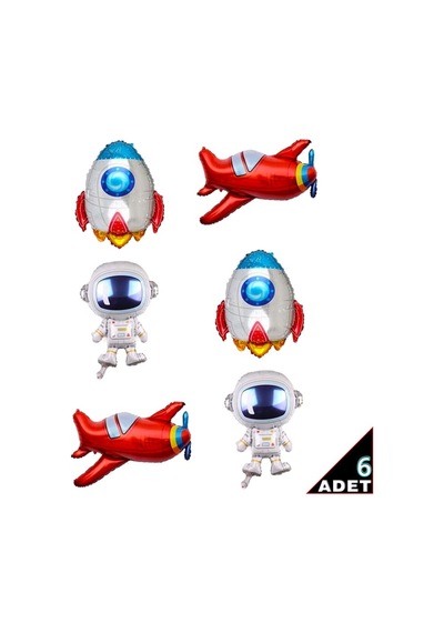 Süsle Bebek Ve Parti Uzay Temalı 35 Cm X 6 Adetli Folyo Balon Seti Genel