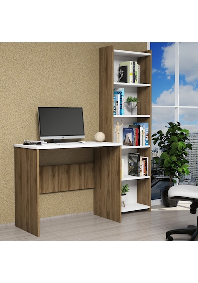 Ferniso Mobilya Çalışma Masası+5 Bölmeli Kitaplık Ceviz-beyaz Ceviz - Beyaz Ferniso Mobilya Çalışma Masası+5 Bölmeli Kitaplık Ceviz-beyaz Ceviz - Beyaz
