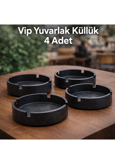 Yuvarlak Küllük Oto Araba Ev Küllük 4 Adet Plastik Siyah Yuvarlak